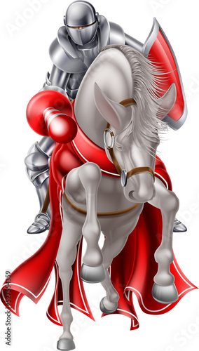 Jousting Knight on White Horse
