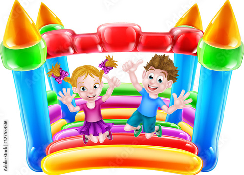 Kids Jumping on Inflatable ...