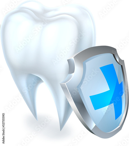 Tooth and Shield Protection Concept photo