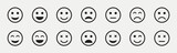 Emoticons Line Icon Set. Positive, Happy, Smile, Sad, Unhappy Faces Pictogram. Emoji faces collection. Emojis flat style. Feedback sign and symbol. Vector Illustration