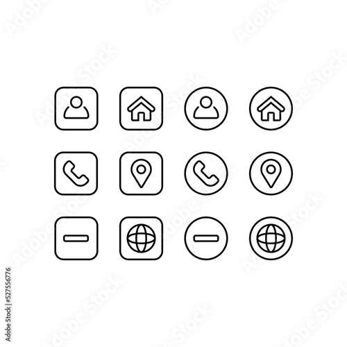 user, home, contact, location, website, icon design vector illustration high quality black style