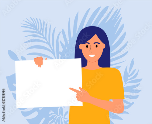 girl holding poster vector image