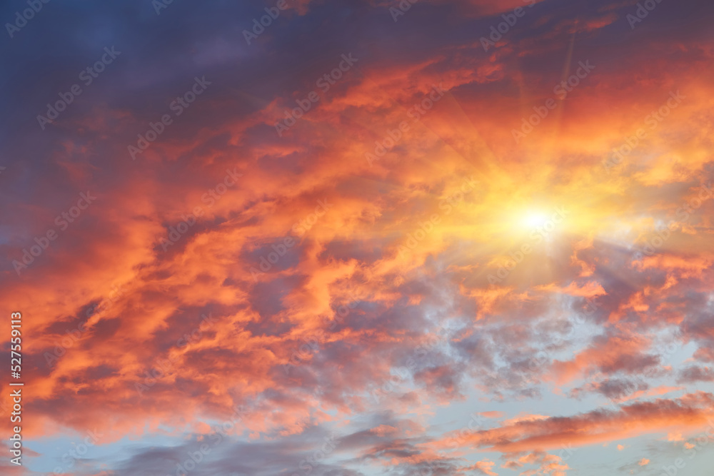 cloudy sky at sunset. Gradient color. Sky texture, abstract nature background