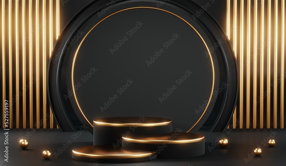 3D rendering of blank product background for cream cosmetics Modern black podium background 3D rendering of blank product background for cream cosmetics Modern black podium background