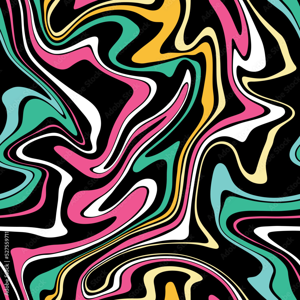 Abstract weaves seamless vector pattern. 60’s, 70’s style hippie background with waves, psychedelic groovy texture. Perfect for textile, wallpaper or print design. Abstract weaves seamless vector pattern. 60’s, 70’s style hippie background with waves, psychedelic groovy texture. Perfect for textile, wallpaper or print design.
