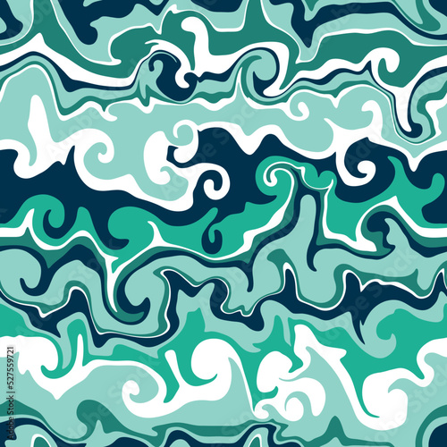Abstract weaves seamless vector pattern. 60’s, 70’s style hippie background with waves, psychedelic groovy texture. Perfect for textile, wallpaper or print design.