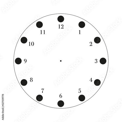 Watch in classic design with blank dial. Analog watch face for simple clock, vector illustration.