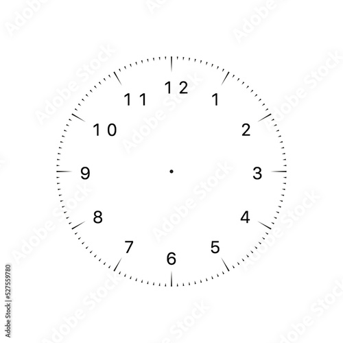 Watch in classic design with blank dial. Analog watch face for simple clock, vector illustration.