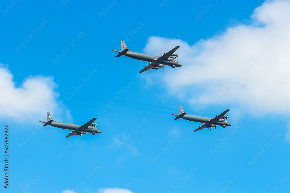 Saint-Petersburg, Russia. Flying display and aerobatic show of the Russian Military Air Force. Saint-Petersburg, Russia. Flying display and aerobatic show of the Russian Military Air Force.
