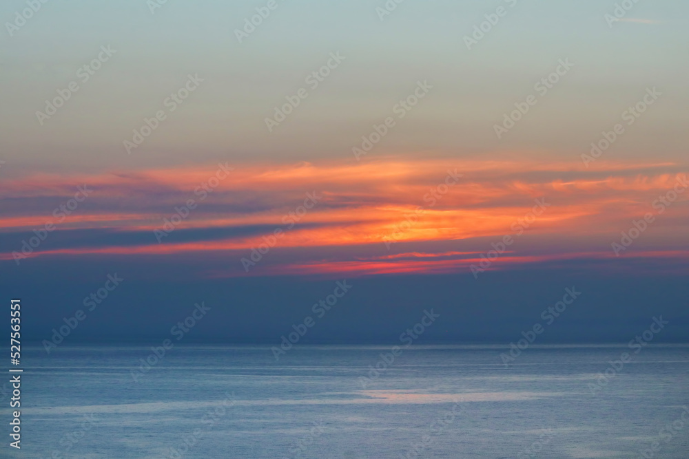 Sunset over the sea from the island of Chios