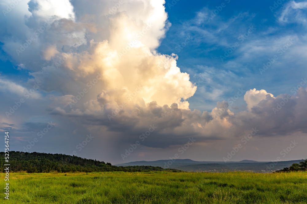 Evening landscape. Fields and forests at sunset. Evening landscape. Fields and forests at sunset.