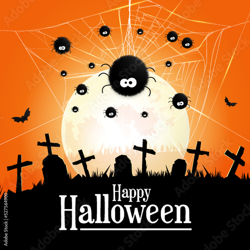 halloween background with spiders and bats