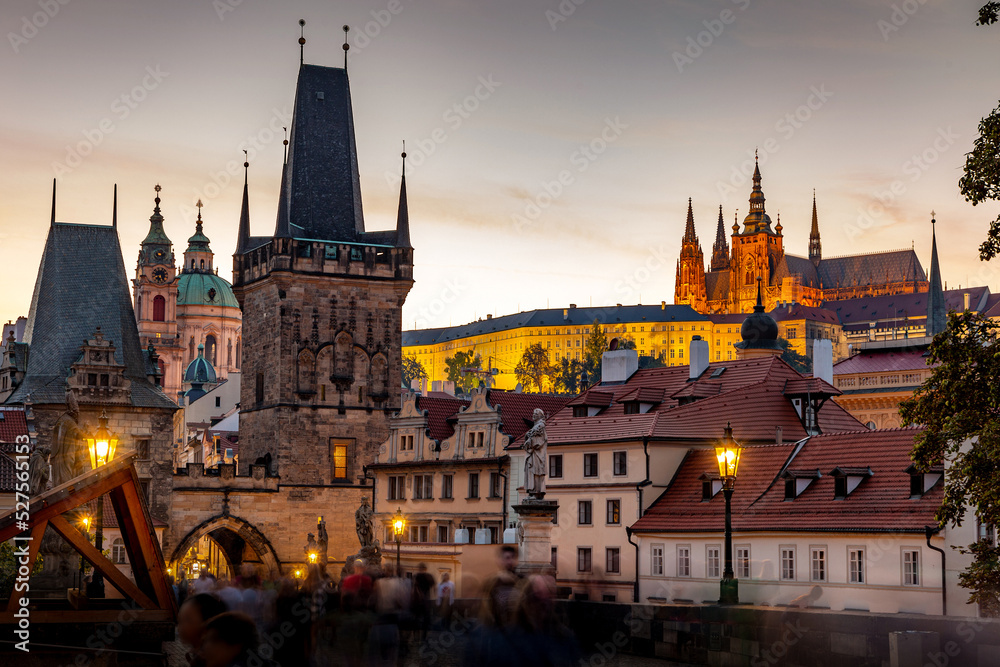 Prague, Czech Republic. Charles Bridge (Karluv Most - in czech) and Old Town Tower.