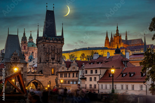 Prague, Czech Republic. Charles Bridge (Karluv Most - in czech) and Old Town Tower. © Sergey Fedoskin