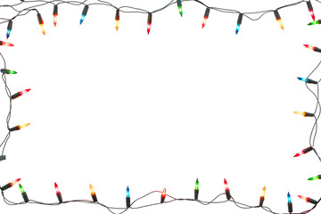 Christmas lights bulb frame decoration. isolated for design