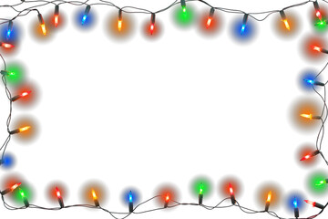 Christmas lights bulb frame decoration. isolated for design
