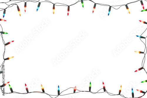 Christmas lights bulb frame decoration. isolated for design