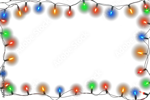 Christmas lights bulb frame decoration. isolated for design
