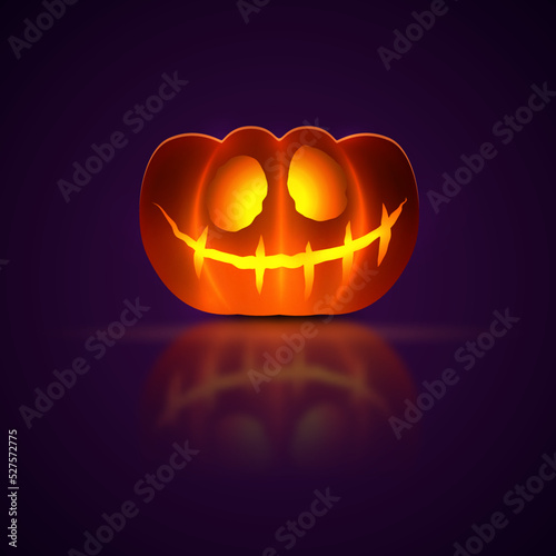 Glowing Halloween pumpkin isolated on dark background. © Максим