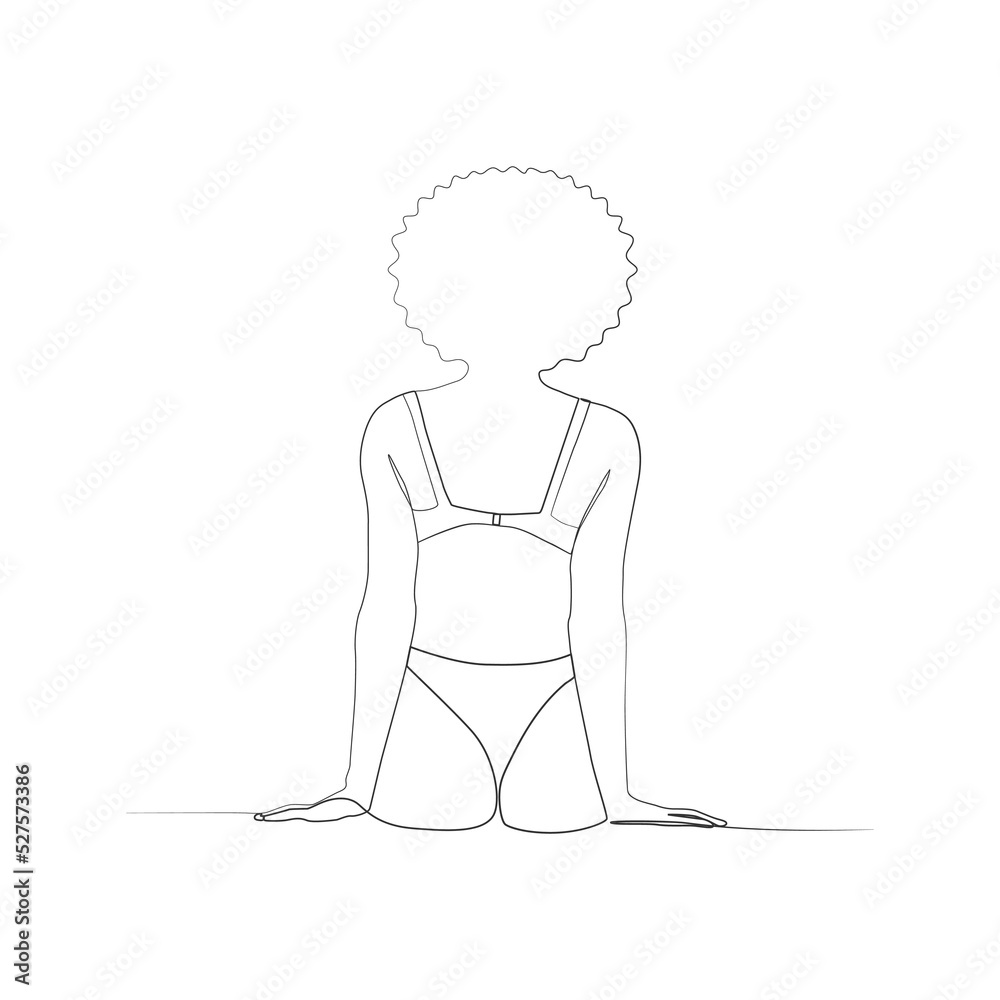 Abstract bikini girl beauty woman body back side view continues line art drawing line illustration vector art Abstract bikini girl beauty woman body back side view continues line art drawing line illustration vector art