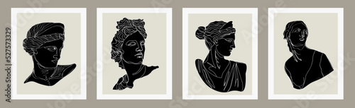 Obraz na płótnie Vector set of antique sculptures silhouette