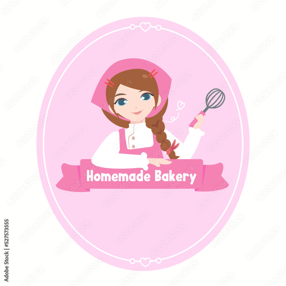 Cute girl chef smiling. Young woman cooking. homemade bakery concept