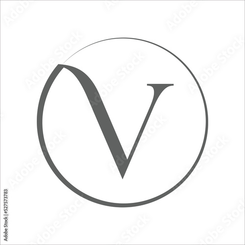Letter Alphabet V circle logo