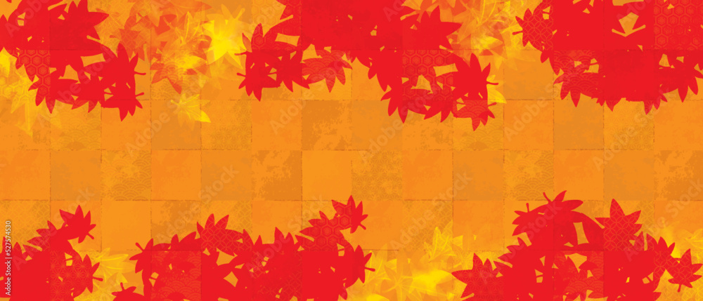 和風柄の紅葉背景イラスト 和風柄の紅葉背景イラスト