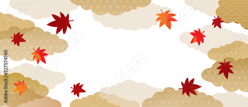 和風柄の紅葉背景イラスト