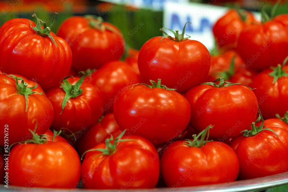 Fresh tomatoes are sold at a bazar in Istanbul Fresh tomatoes are sold at a bazar in Istanbul