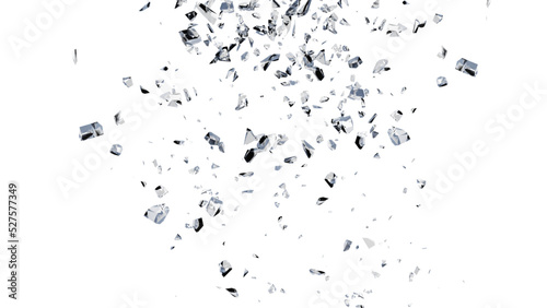 Fotografie, Obraz Cracked Glass, Broken Glass with debris in 3d rendering isolated design