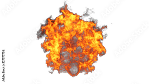 Fire Explode Design on Black Background. Close-up. PNG alpha channel.