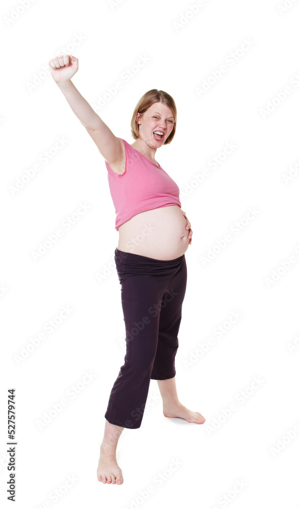 Success, motivation and winner mindset of a pregnant woman celebrating her pregnancy announcement. Excited, happy and achievement celebration of a future mother with energy feeling good in her body Success, motivation and winner mindset of a pregnant woman celebrating her pregnancy announcement. Excited, happy and achievement celebration of a future mother with energy feeling good in her body