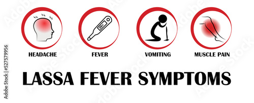 Lassa fever symptoms, Pictograms with names of individual symptoms photo