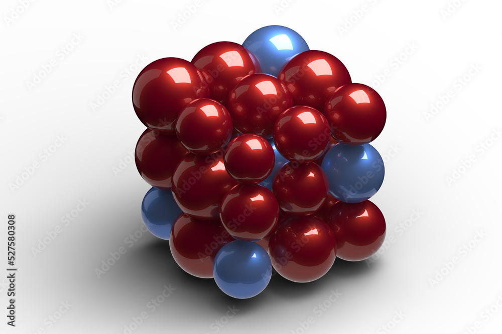 Fototapeta premium Group of glossy red and blue balls on transparent background with shadow