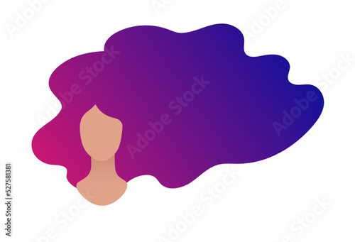 Woman portrait with long purple hair