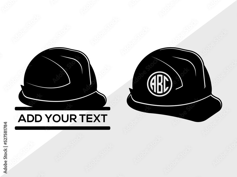 Construction Hat Monogram SVG, Helmet Svg, Safety Equipment Svg, Worker
