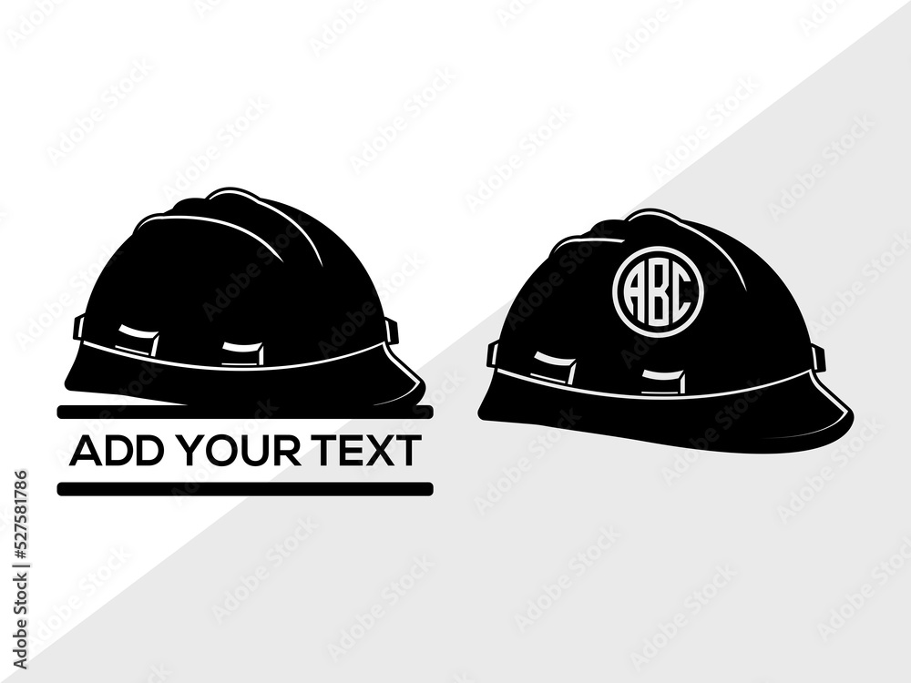 Construction Hat Monogram SVG, Helmet Svg, Safety Equipment Svg, Worker Helmet Svg, Builders Hat