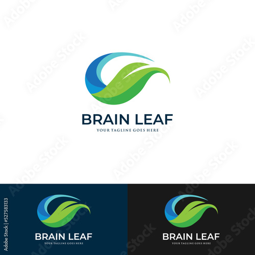 brain leaf logo design template