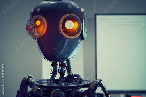 The robot in the future, 3D rendering. photo