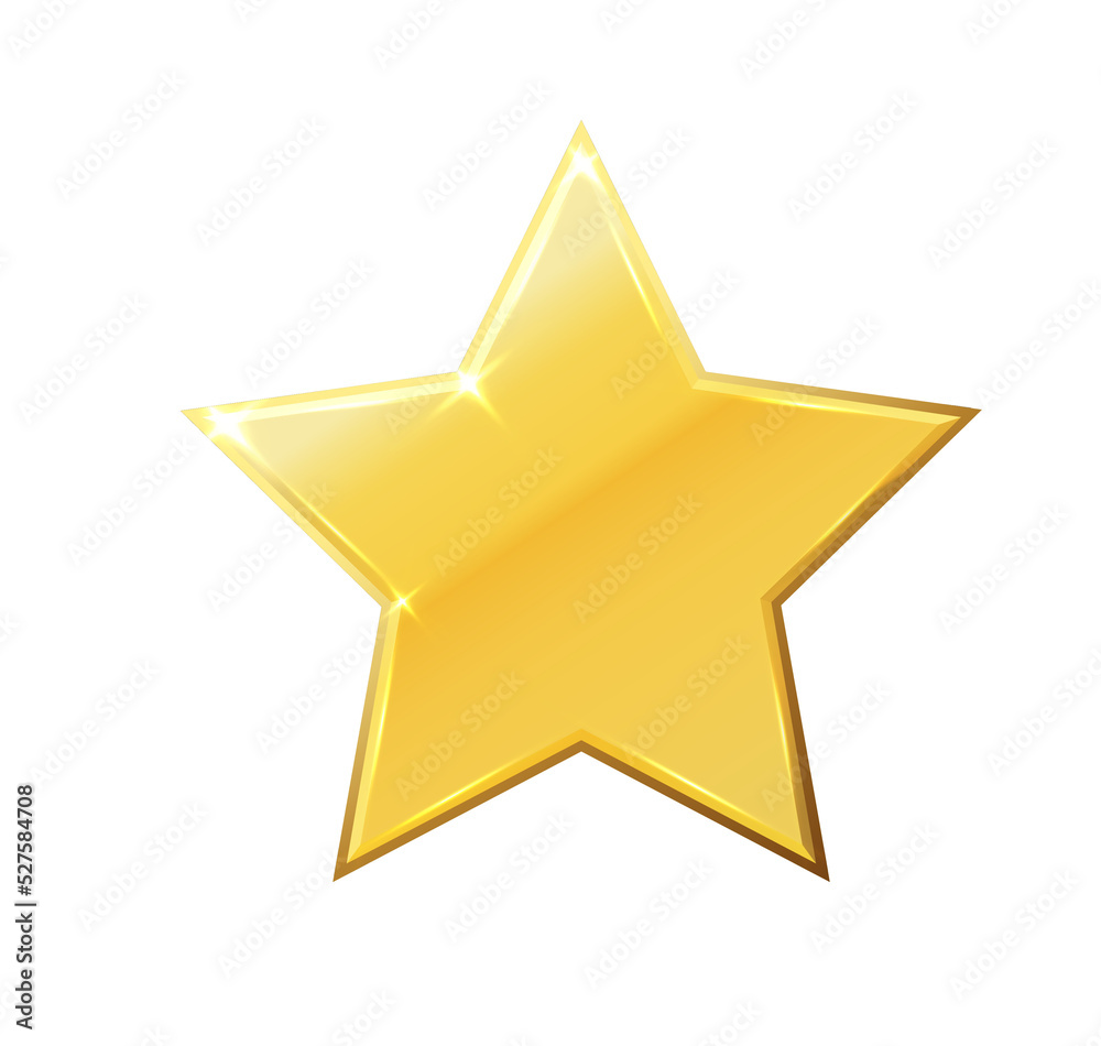 Gold shiny glitter glowing christmas star with shadow isolated on white background. Vector stars creative illustration. Gold shiny glitter glowing christmas star with shadow isolated on white background. Vector stars creative illustration.