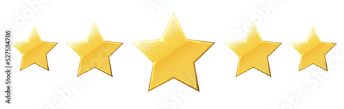 Five stars gold icon. Stars rating review icon.Vector stars set of realistic metallic golden stars isolated on white background. Symbol wye of leadership. Vector illustration
