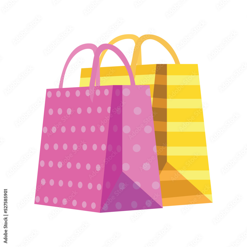 Shopping bag emoji vector illustration pink yellow Stock Vector | Adobe  Stock