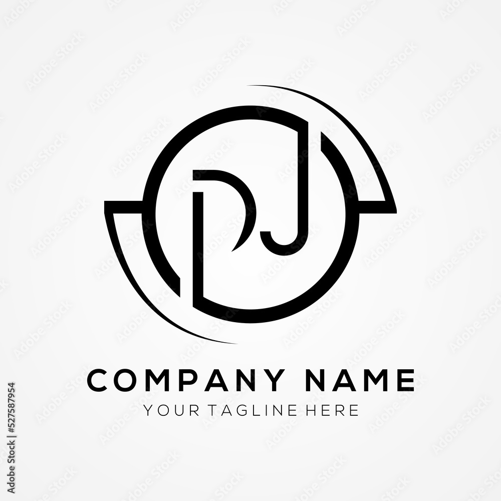letter DJ Logo Design Vector Template. Initial Black Letter Design DJ Vector Illustration With White Background. letter DJ Logo Design Vector Template. Initial Black Letter Design DJ Vector Illustration With White Background.