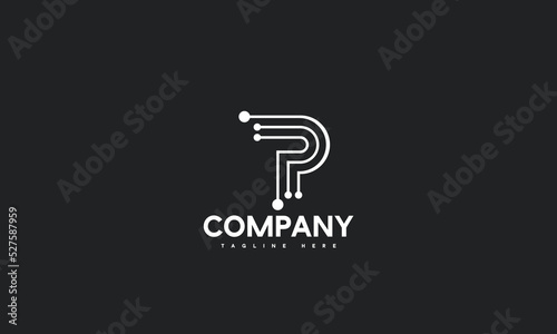 minimal letter P logo template