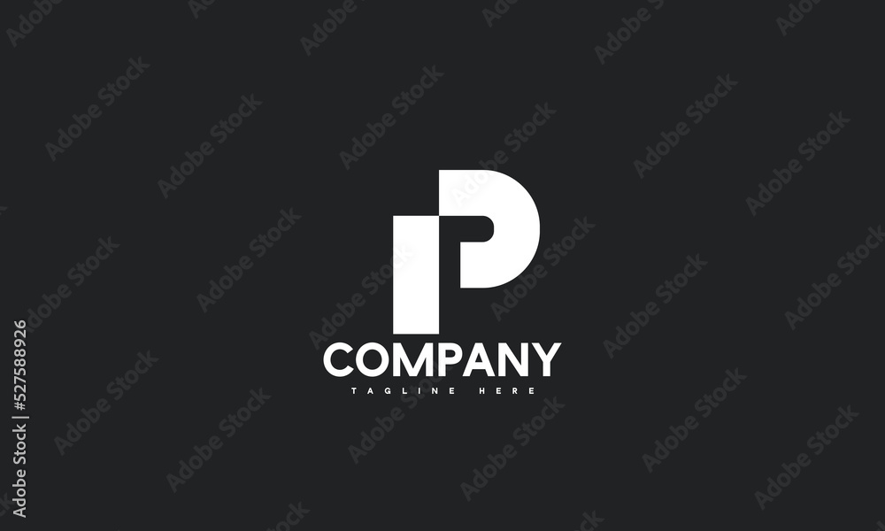 minimal letter P logo template