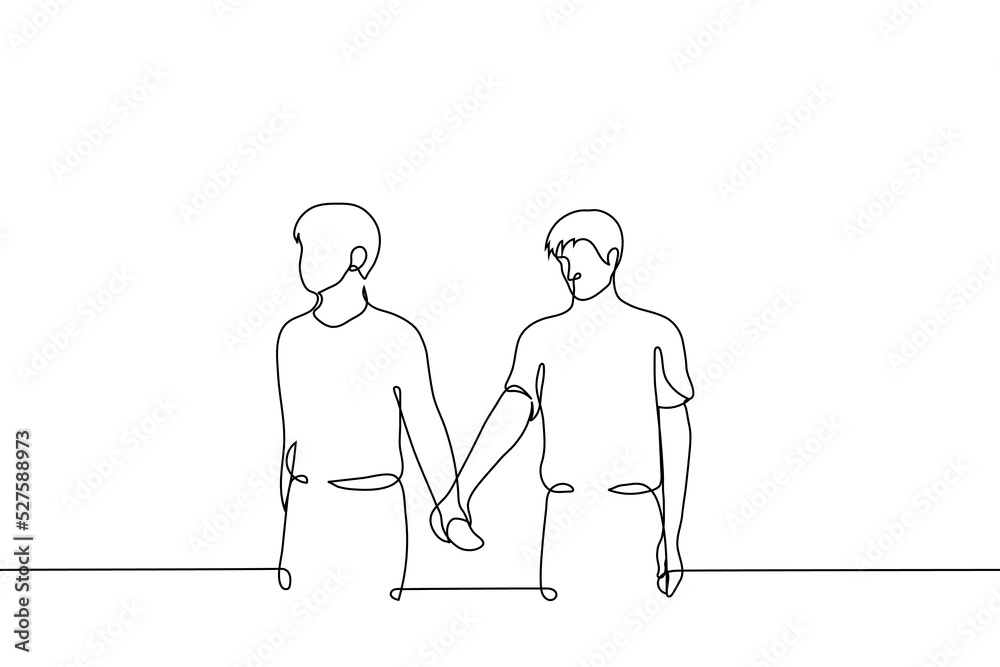 man-leading-his-friend-by-the-hand-one-line-drawing-vector-the