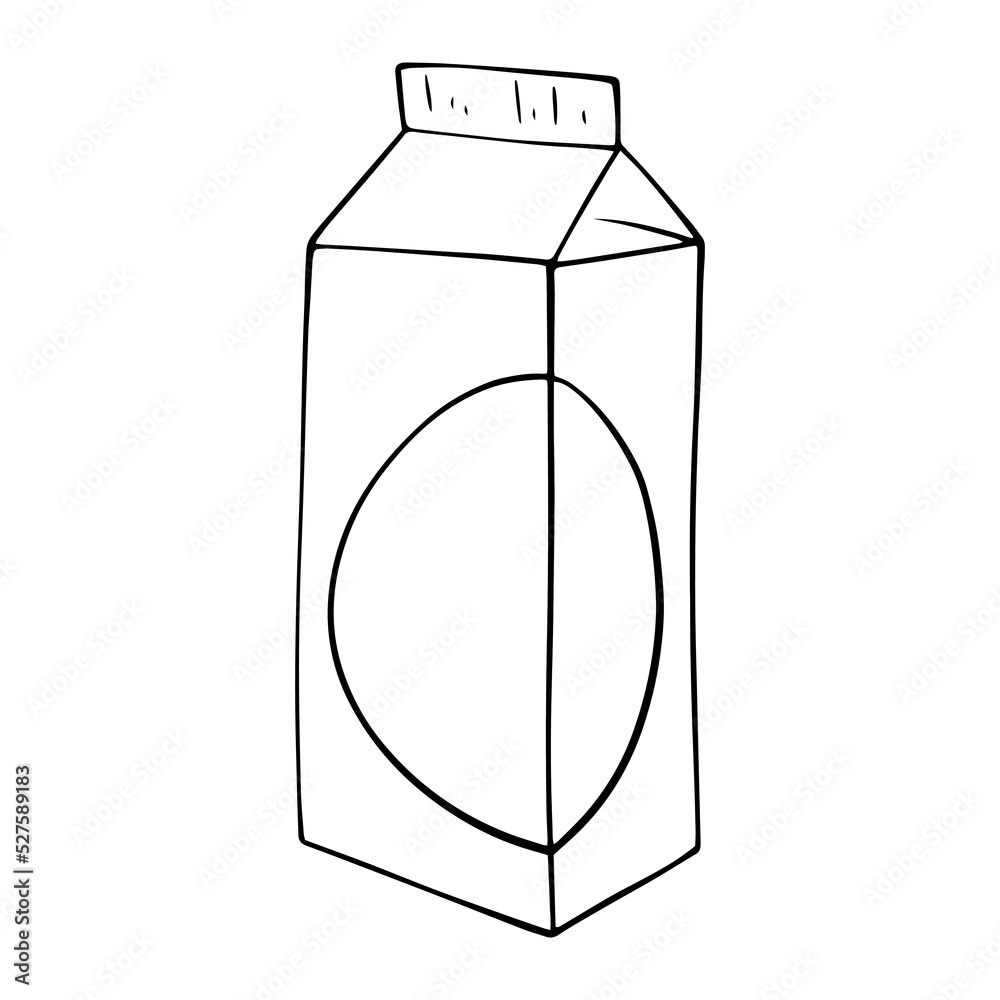Monochrome illustration, high square packaging of milk, kefir, copy space, vector cartoon Monochrome illustration, high square packaging of milk, kefir, copy space, vector cartoon