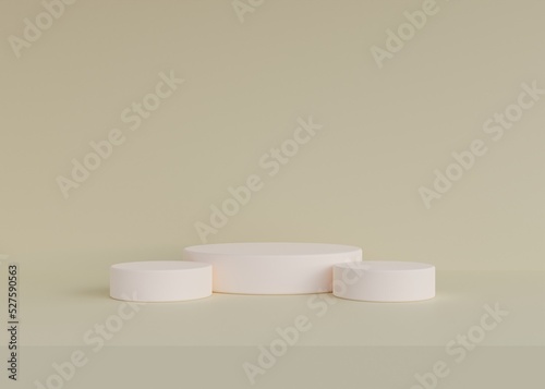 Minimalist white cylinder podium pedestal product display on green pastel background 3d rendering © CreatifyStudio