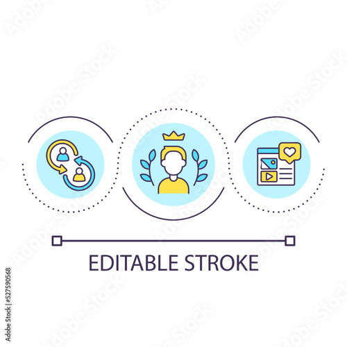 VIP status loop concept icon. Premium client. Personalised approach. Business strategy abstract idea thin line illustration. Isolated outline drawing. Editable stroke. Arial font used